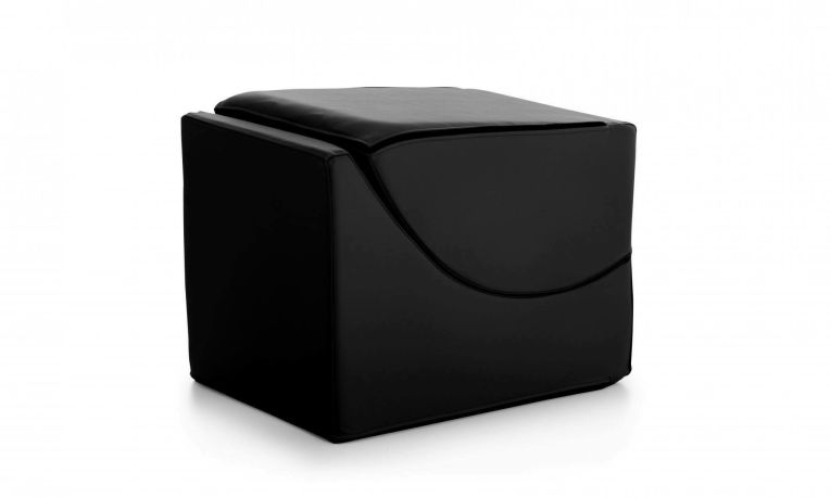 Letto pieghevole Andreina, Pouf trasformabile in letto singolo, 100% Made in Italy, Pouf trasformabile in una chaise longue in ecopelle, Cm 130x50h50, Nero