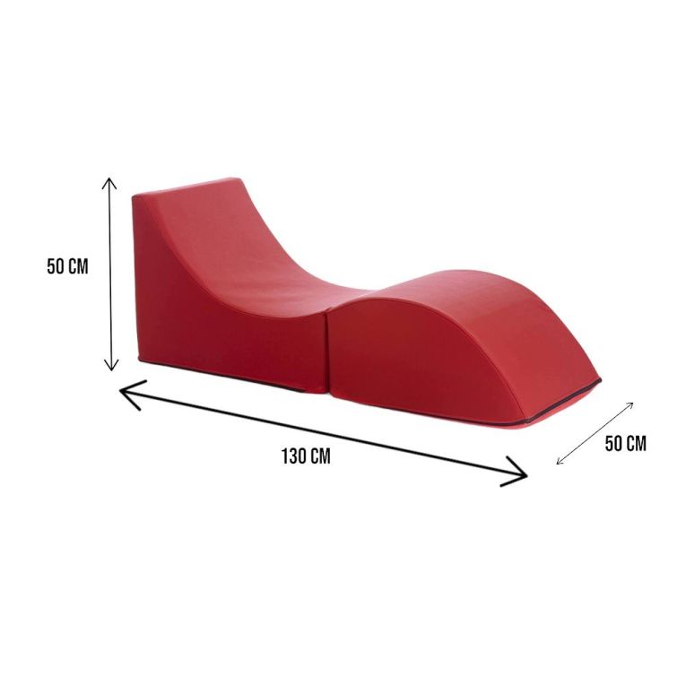 Letto pieghevole Andreina, Pouf trasformabile in letto singolo, 100% Made in Italy, Pouf trasformabile in una chaise longue in ecopelle, Cm 130x50h50, Rosso
