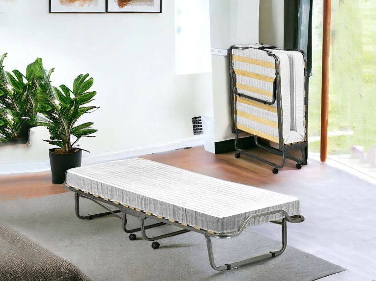 Letto Pieghevole Bianco Materasso Incluso Dimensione Materasso 80x190x10 cm, Imbottito - Chiauci