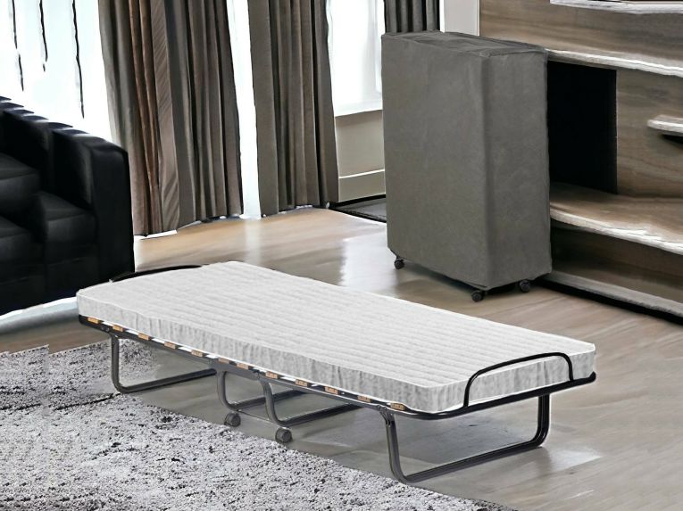 Letto Pieghevole Bianco Materasso Incluso Sfoderabile, Dimensione Materasso 80x190x10 cm - Nives