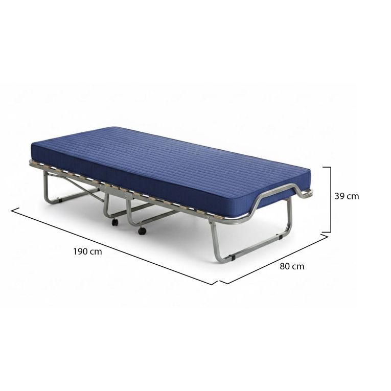 Letto pieghevole Priscilla, Brandina singola ortopedico e pieghevole, 100% Made in Italy, con materasso Cm 80x190 incluso