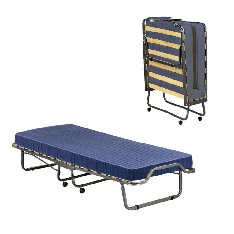 Letto pieghevole Rosalba, Brandina con rete a 15 doghe, Lettino salvaspazio, 100% Made in Italy, 80x200h40 cm, materasso incluso