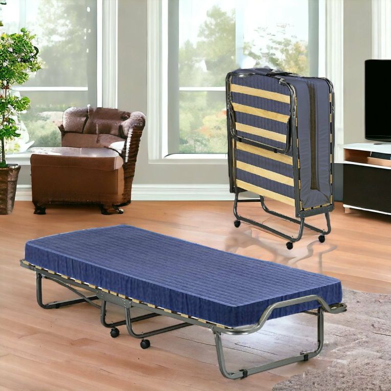 Letto pieghevole Rosalba, Brandina con rete a 15 doghe, Lettino salvaspazio, 100% Made in Italy, 80x200h40 cm, materasso incluso
