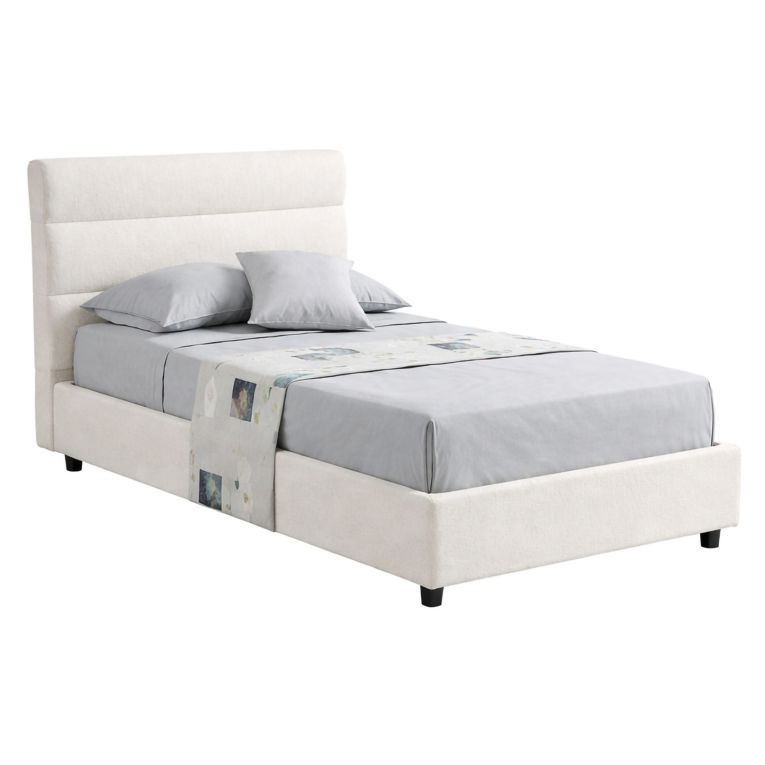 Letto Singolo Beige Sfoderabile Contenitore, Dimensione Materasso 80x190 cm Made in Italy - Brez