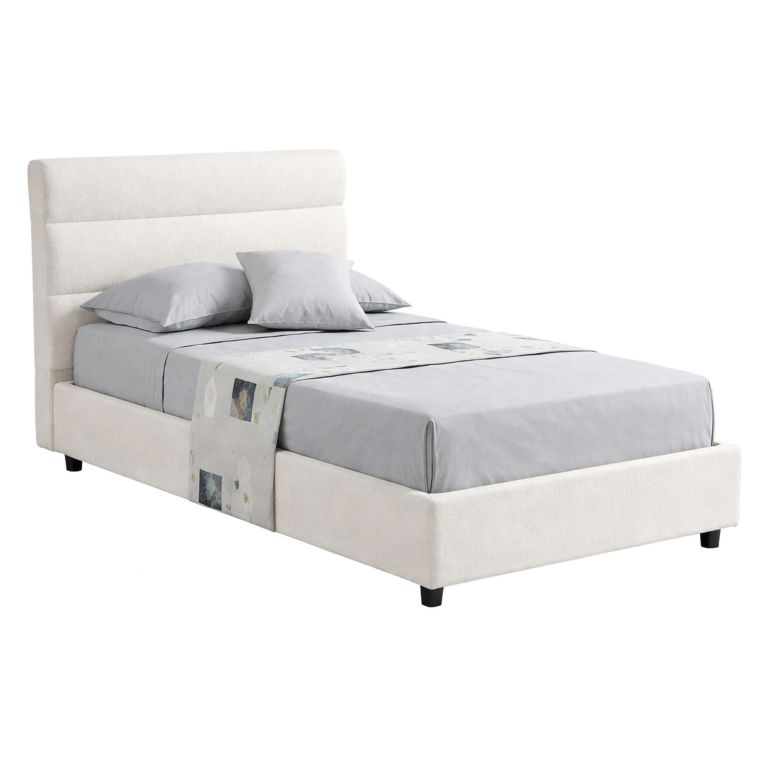 Letto Singolo Beige Sfoderabile Contenitore, Dimensione Materasso 80x200 cm Made in Italy - Brenta
