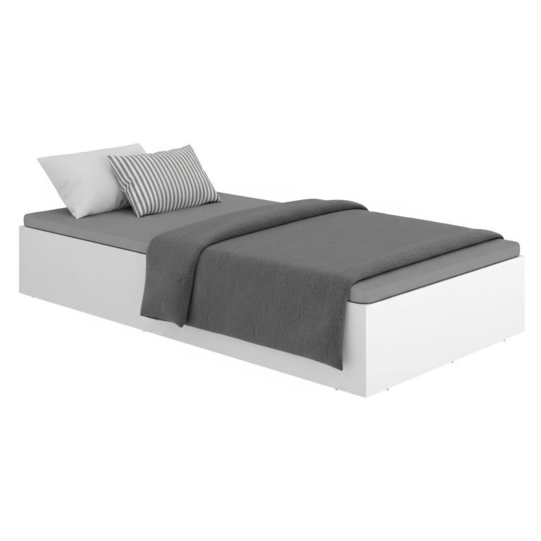 Letto Singolo Bianco Contenitore Dimensione Materasso 90x190 cm - Alamosa