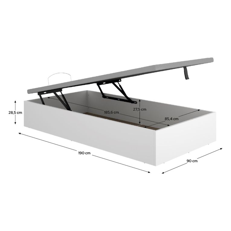 Letto Singolo Bianco Contenitore Dimensione Materasso 90x190 cm - Alamosa