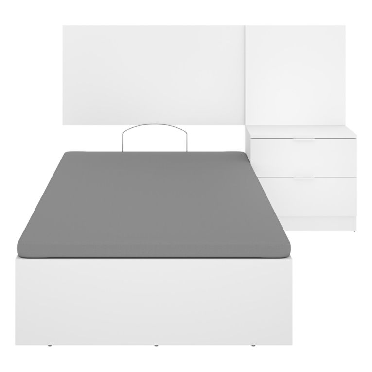 Letto Singolo Bianco Contenitore Dimensione Materasso 90x190 cm, - Lufkin
