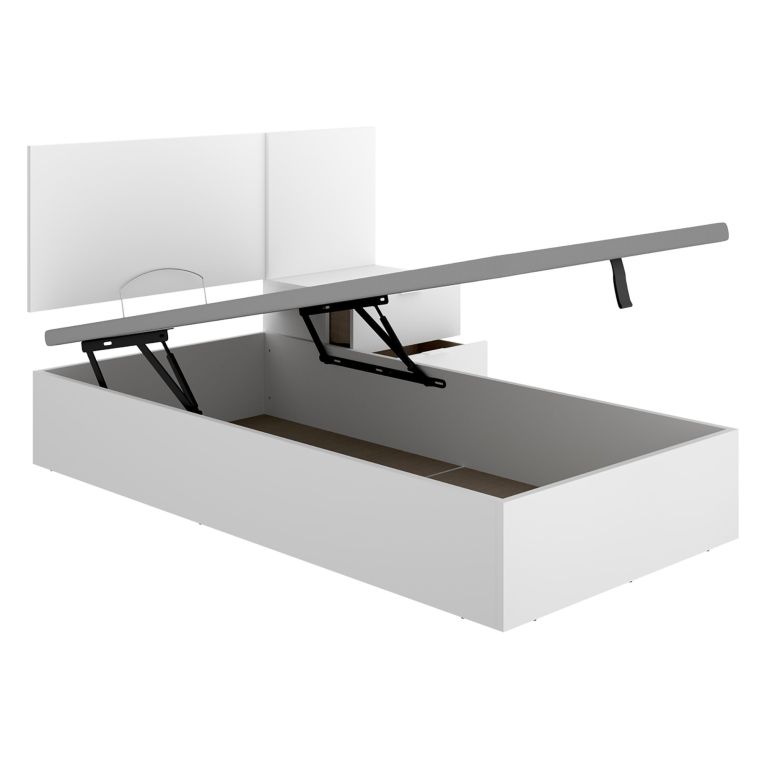Letto Singolo Bianco Contenitore Dimensione Materasso 90x190 cm, - Lufkin