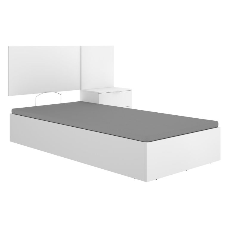 Letto Singolo Bianco Contenitore Dimensione Materasso 90x190 cm, - Lufkin