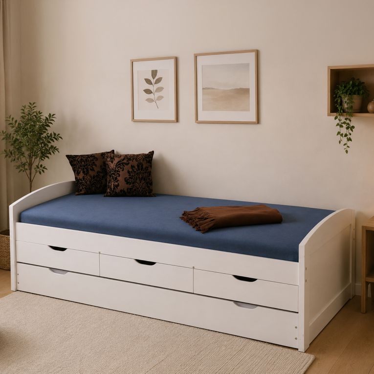 Letto Singolo Bianco Contenitore Dimensione Materasso 90x190 cm, Singolo - Spoltore