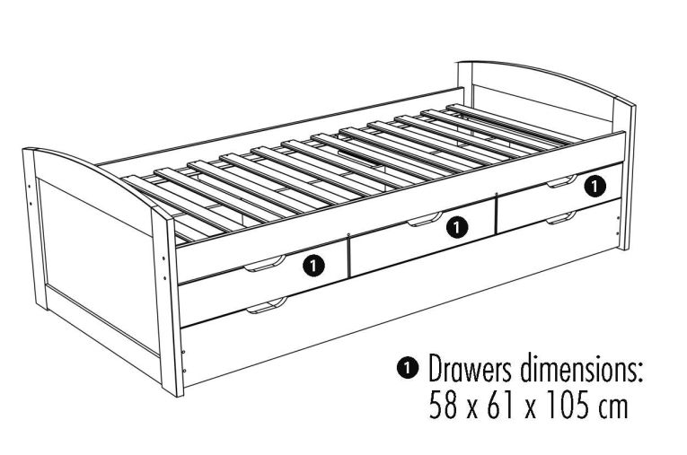 Letto Singolo Bianco Contenitore Dimensione Materasso 90x190 cm, Singolo - Spoltore
