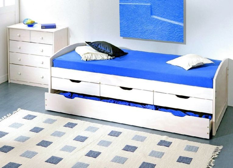 Letto Singolo Bianco Contenitore Dimensione Materasso 90x190 cm, Singolo - Spoltore