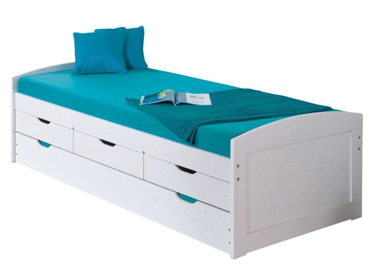 Letto Singolo Bianco Contenitore Dimensione Materasso 90x190 cm, Singolo - Spoltore