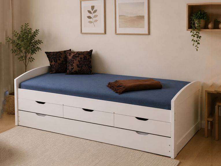 Letto Singolo Bianco Contenitore Dimensione Materasso 90x190 cm, Singolo - Spoltore