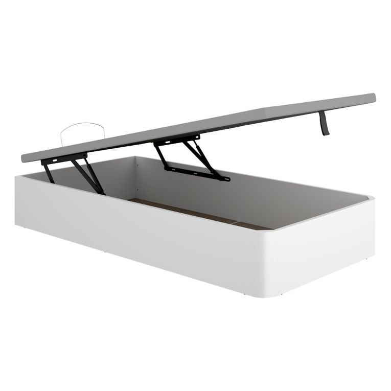 Letto Singolo Bianco Contenitore Dimensione Materasso 90x190 cm, Stuttura con Angoli Arrotondati - Arcata
