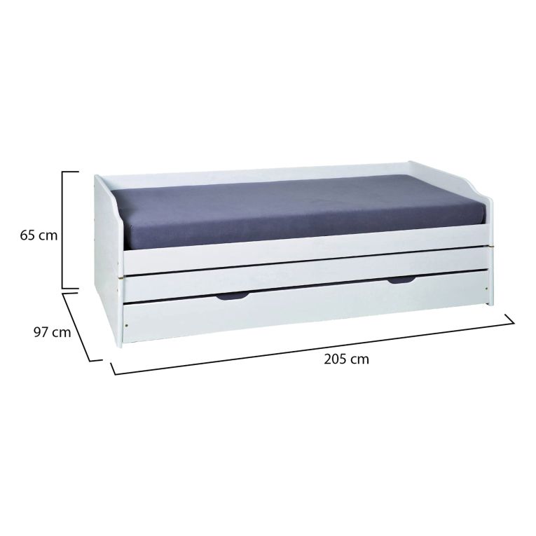 Letto Singolo Bianco Contenitore Singolo, - Sibari