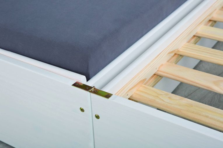 Letto Singolo Bianco Contenitore Singolo, - Sibari