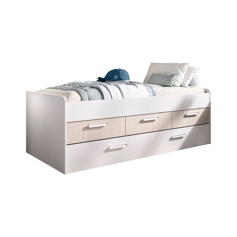 Letto singolo bianco e rovere 95x194cm - Aftro