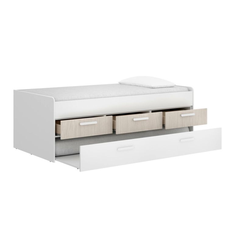 Letto singolo bianco e rovere 95x194cm - Aftro
