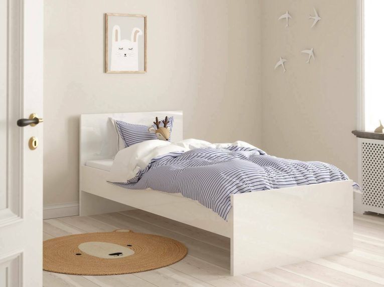 Letto singolo bianco lucido 96x196cm adatto per materasso 190x90 cm - Assar