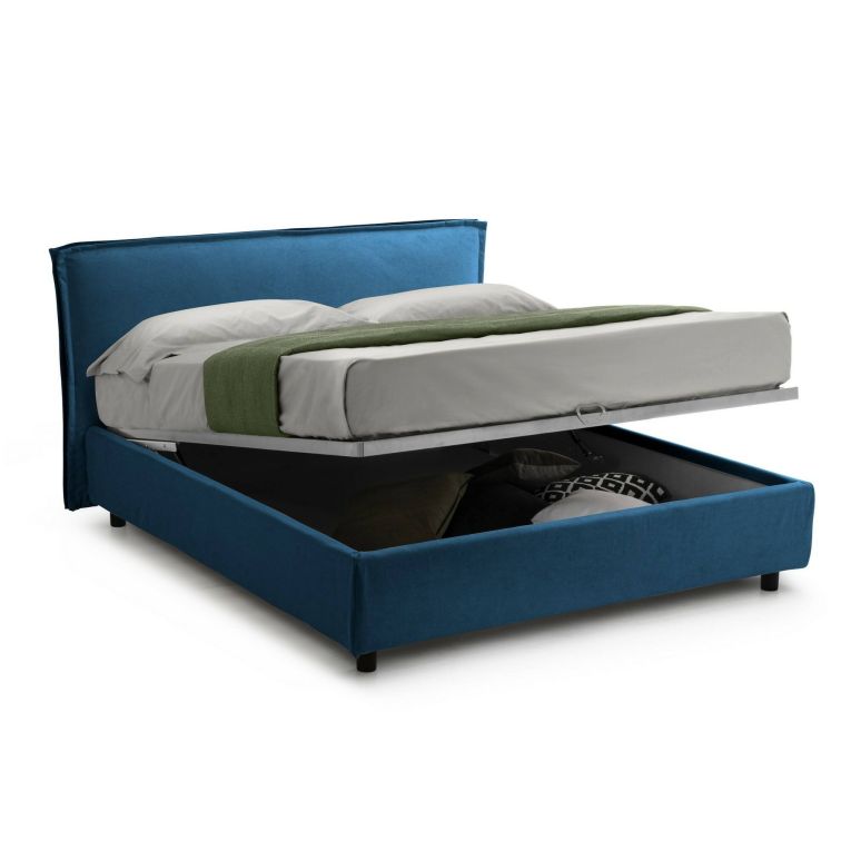 Letto Singolo blu Materasso Incluso Sfoderabile, Contenitore Made in Italy - Brozolo
