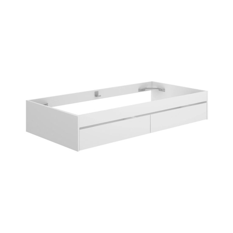 Letto singolo Casarole, Sommier per camera da letto, Giroletto per stanza, Struttura porta materasso, 96x195 h40 cm, Bianco