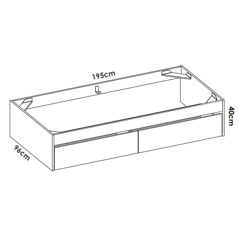 Letto singolo Casarole, Sommier per camera da letto, Giroletto per stanza, Struttura porta materasso, 96x195 h40 cm, Bianco