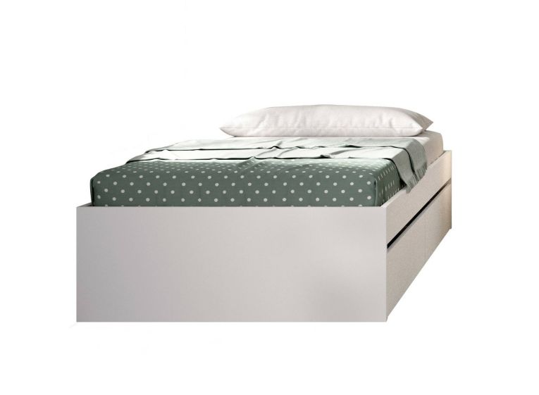 Letto singolo Casarole, Sommier per camera da letto, Giroletto per stanza, Struttura porta materasso, 96x195 h40 cm, Bianco