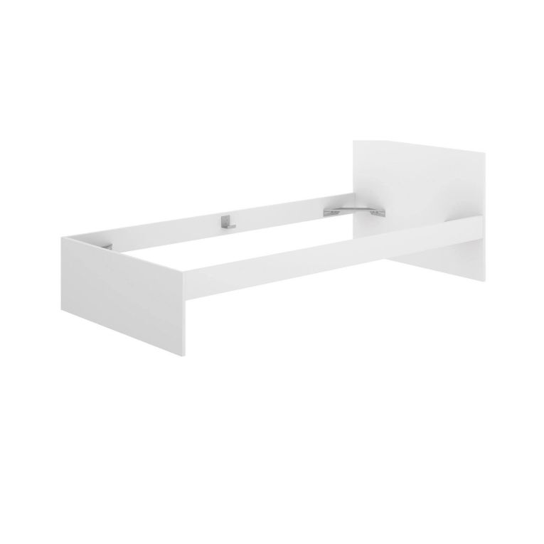 Letto singolo Castellaro, Sommier per camera da letto, Giroletto per stanza, Struttura porta materasso, 96x195 h67 cm, Bianco