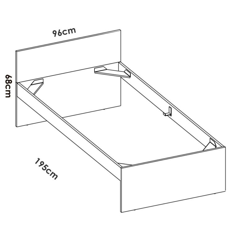 Letto singolo Castellaro, Sommier per camera da letto, Giroletto per stanza, Struttura porta materasso, 96x195 h67 cm, Bianco