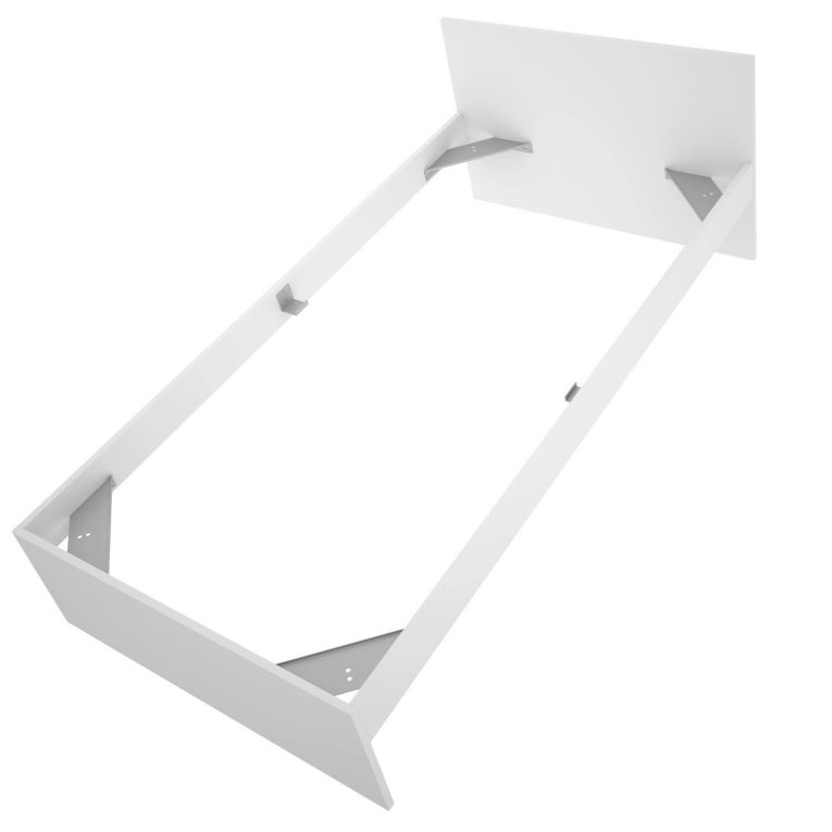 Letto singolo Castellaro, Sommier per camera da letto, Giroletto per stanza, Struttura porta materasso, 96x195 h67 cm, Bianco