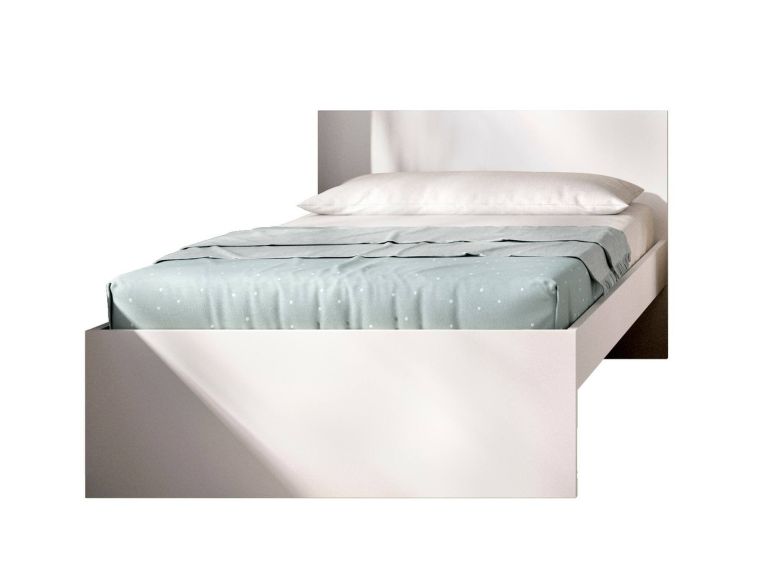 Letto singolo Castellaro, Sommier per camera da letto, Giroletto per stanza, Struttura porta materasso, 96x195 h67 cm, Bianco