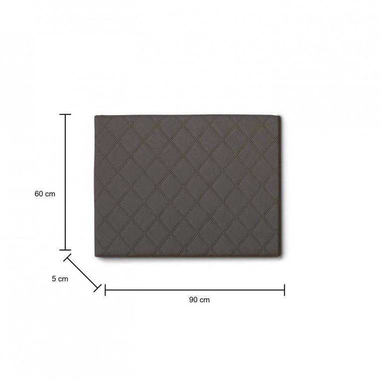 Letto singolo Cleziana, Testata in ecopelle a muro, 100% Made in Italy, adatta a letto Singolo, Cm 90x60, Tortora