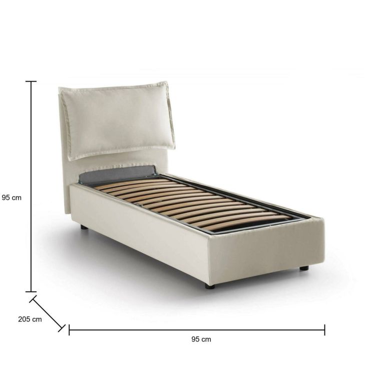 Letto singolo con contenitore beige 95x205cm in legno - Alto
