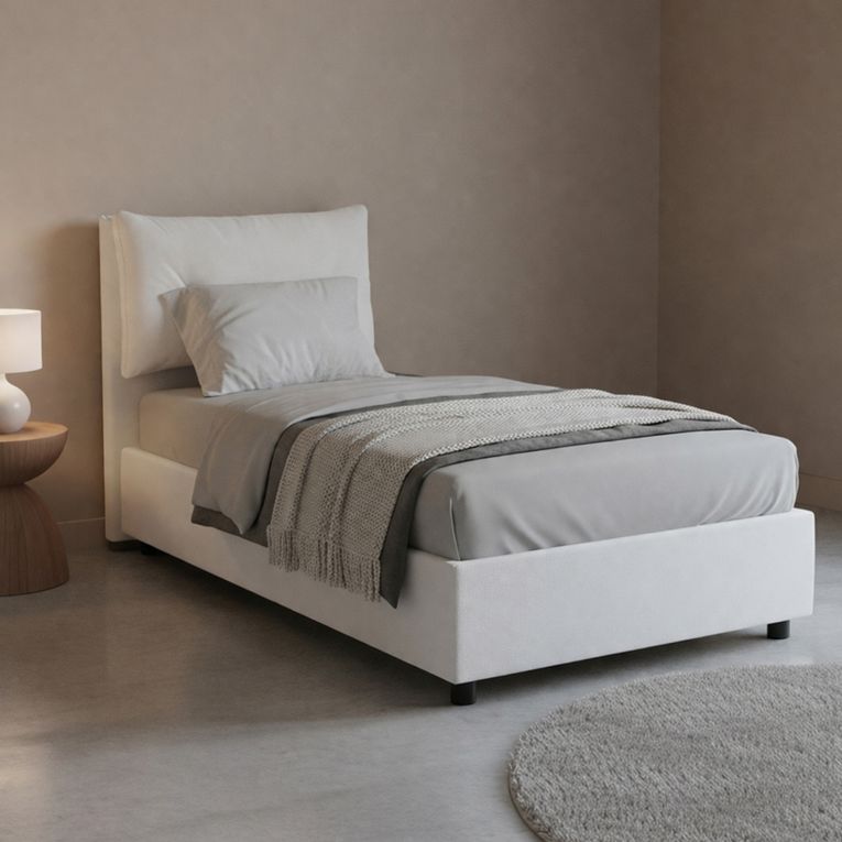 Letto singolo con contenitore bianco 95x205 - Albiate