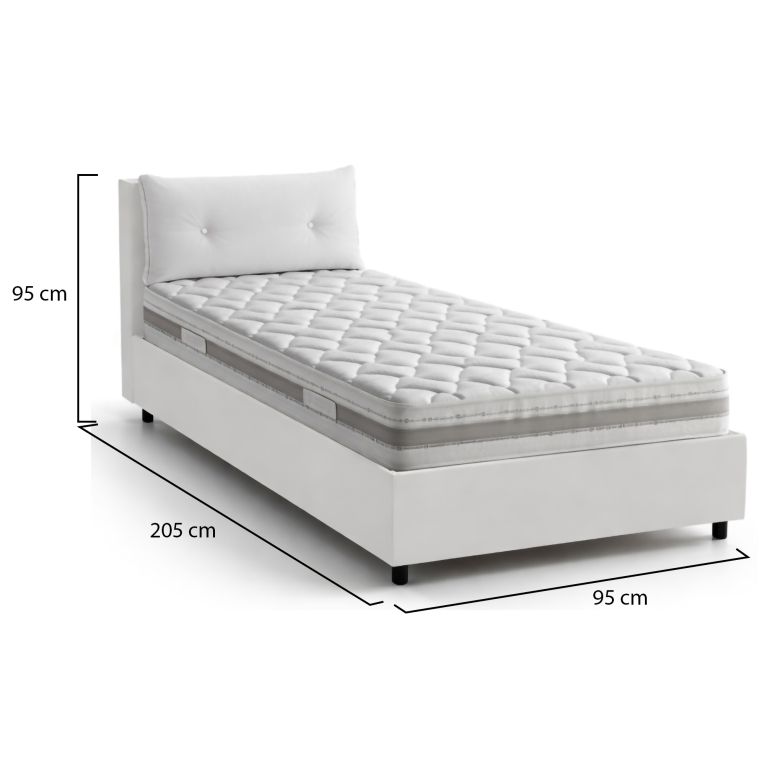 Letto singolo con contenitore bianco 95x205 - Albiate