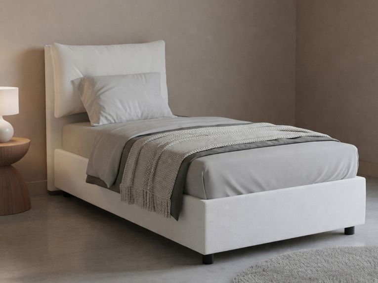 Letto singolo con contenitore bianco 95x205 - Albiate