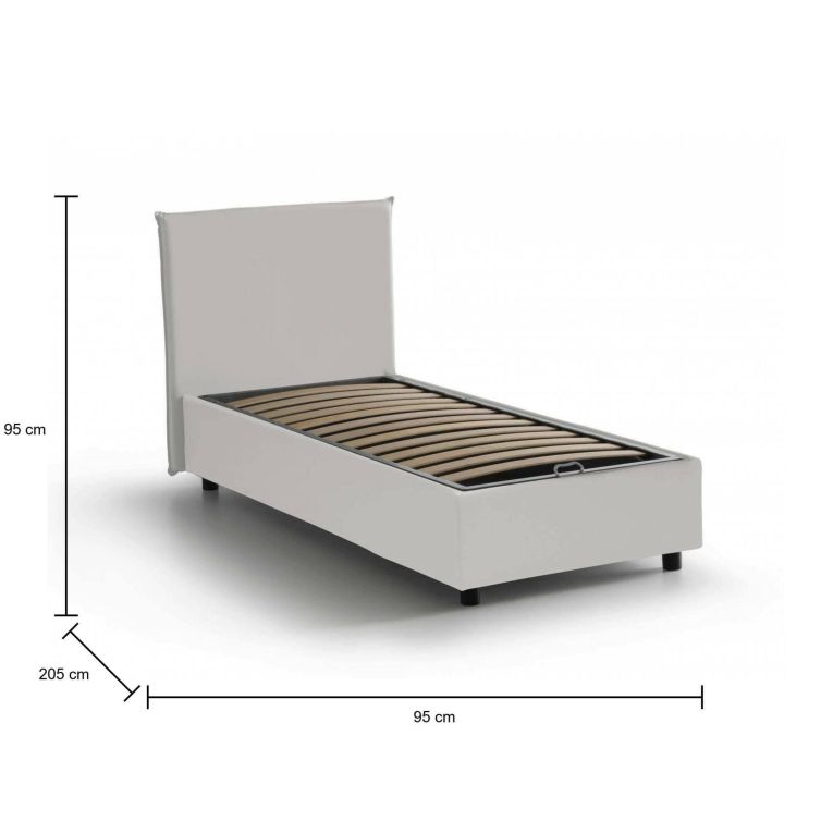 Letto singolo con contenitore bianco 95x205cm chic - Asio