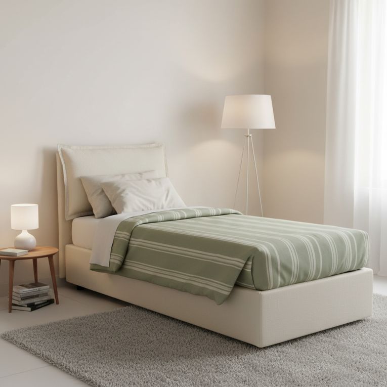 Letto singolo contenitore beige 105x205cm in legno - Aigor
