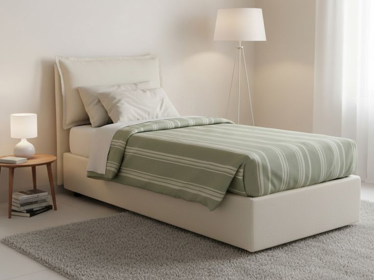 Letto singolo contenitore beige 105x205cm in legno - Aigor