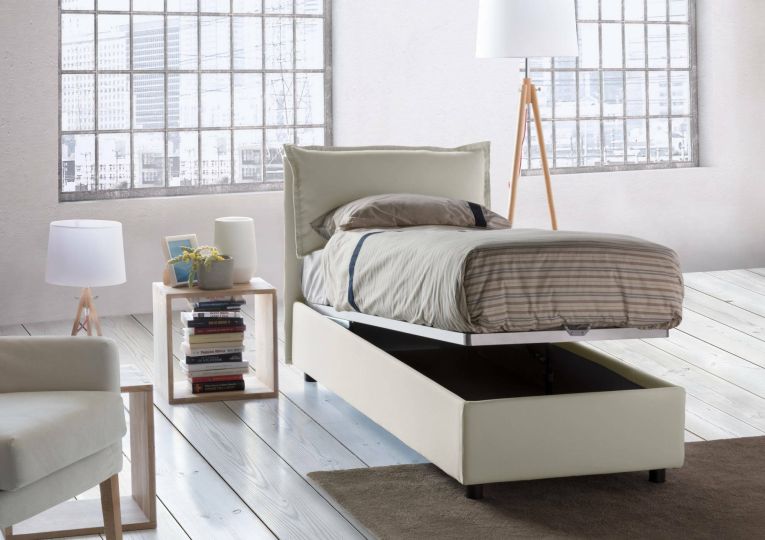 Letto singolo contenitore beige 105x205cm materasso incluso - Animal