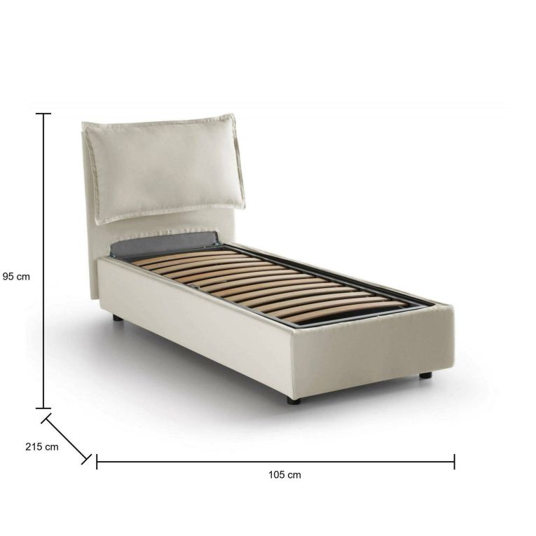 Letto singolo contenitore beige 105x215cm in legno - Abroghat