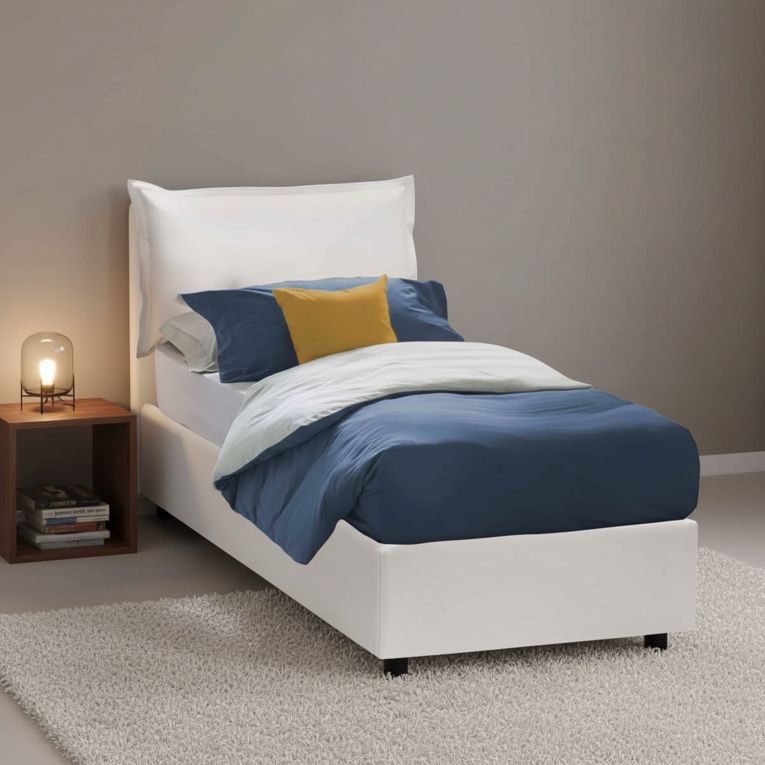 Letto singolo contenitore bianco 180x210cm rete inclusa - Adet
