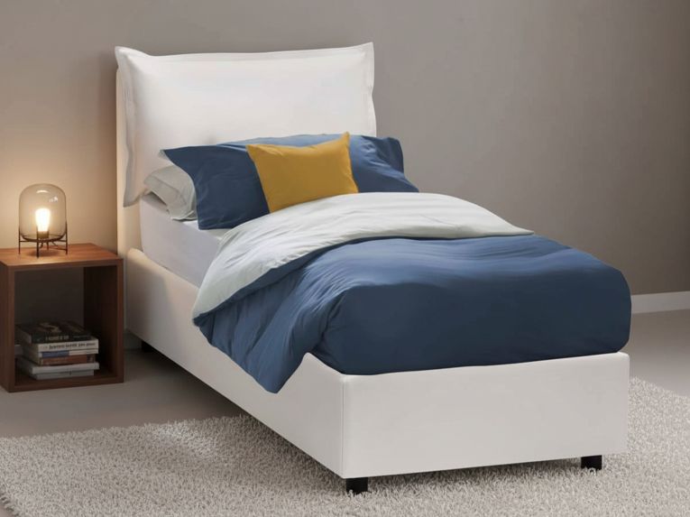 Letto singolo contenitore bianco 180x210cm rete inclusa - Adet