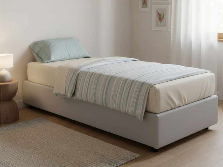 Letto singolo contenitore bianco 95x205cm adatto per materasso 80x190 cm - Alarita