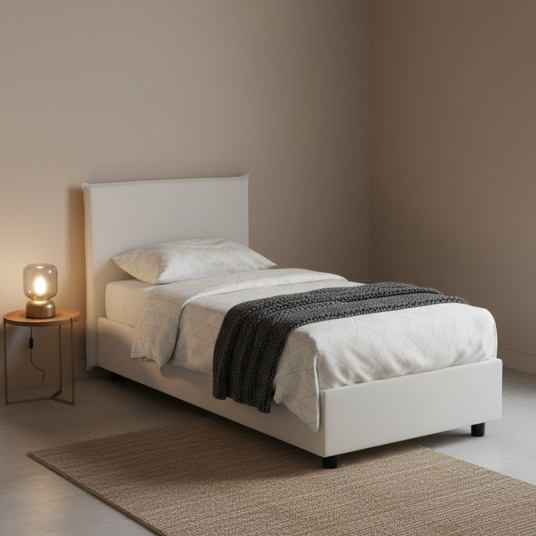 Letto singolo contenitore bianco 95x205cm comfort - Grecale