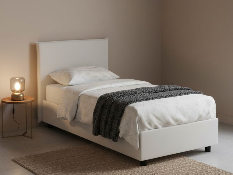Letto singolo contenitore bianco 95x205cm comfort - Grecale