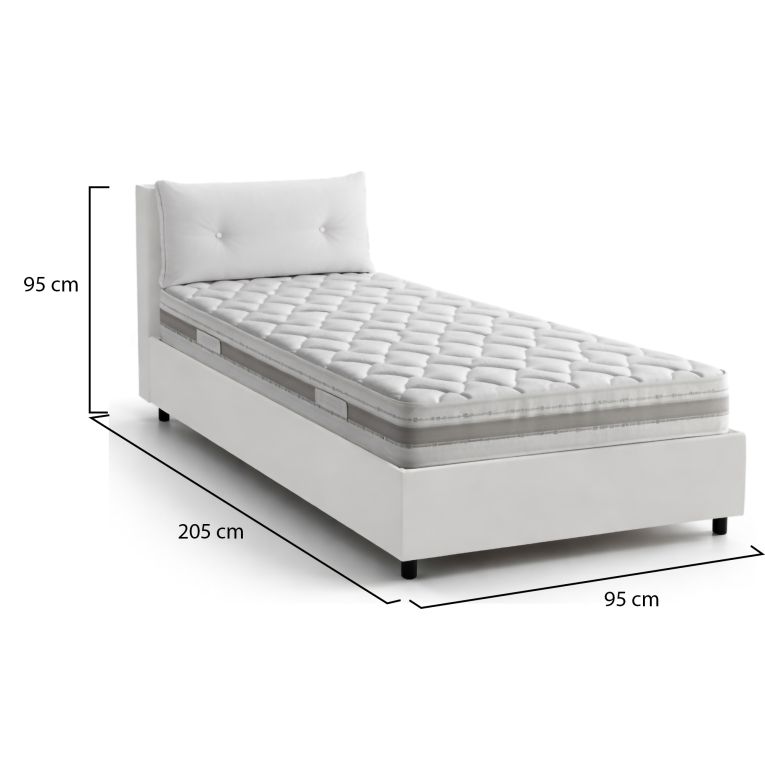 Letto singolo contenitore bianco 95x205cm comodo - Arcisate