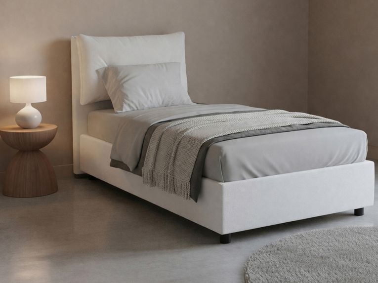 Letto singolo contenitore bianco 95x205cm comodo - Arcisate